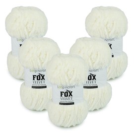 Chenille Yarn Set of 5, Ekru Loopncraft, 5 x 100g, Fox Velvet, Plush Yarn with Fringes