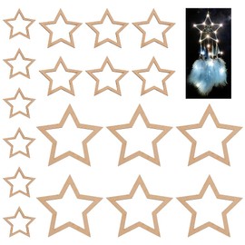 OLYCRAFT 18pcs 3 Size Star Shaped Dream Catcher Frame Wooden Rings Wood Star Hoops Wooden Hoop Rings Circle Nature Wooden Hoop Craft Rings for Floral Wreath Wall Hangings DIY Craft Supplies Home Decor