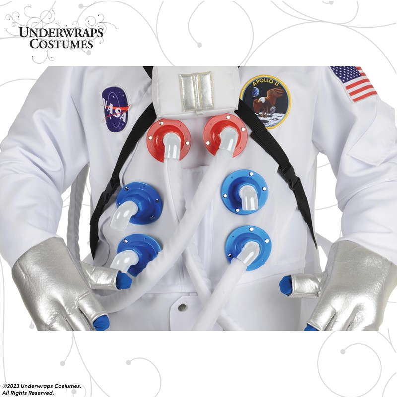 Underwraps Men's Astronaut Costume Deluxe Suit, White, X-X-Large