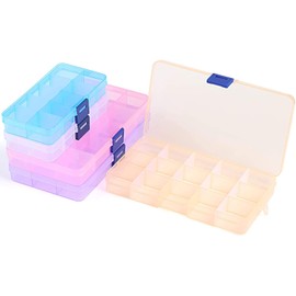 Naler 5 Pcs Plastic Organizer Box Storage Adjustable Compartment Box Clear Compartment Organizer Box with Dividers, 5 Colors