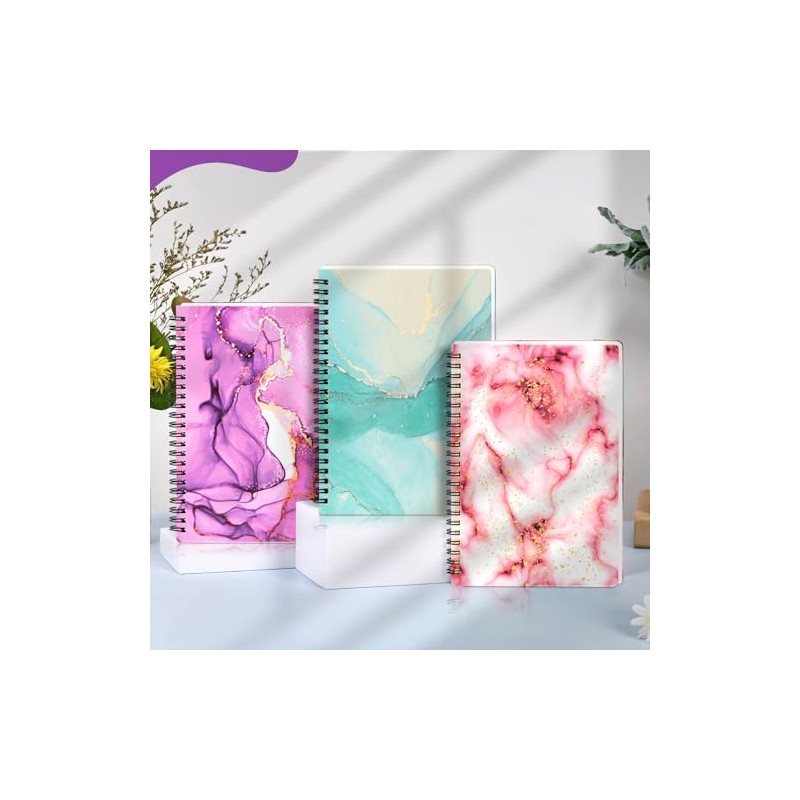 3pcs Mármol Cuaderno Espiral Gsm Notas Pasta 160 Páginas Rayadas