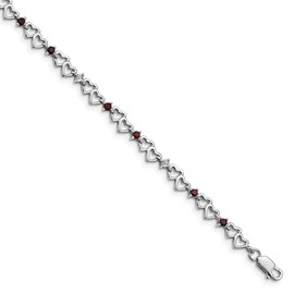 Auriga Fine Jewelry 925 Sterling Silver Rhodium-plated Garnet and Diamond Bracelet 7"