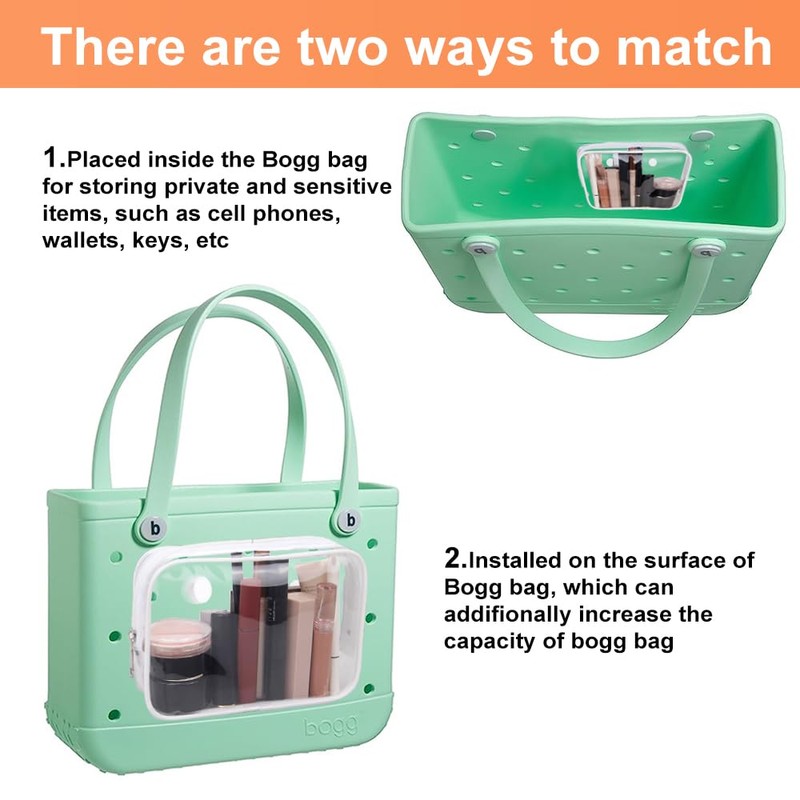 Everfunny 3 Packs Clear Bogg Beach Tote Bag with 2