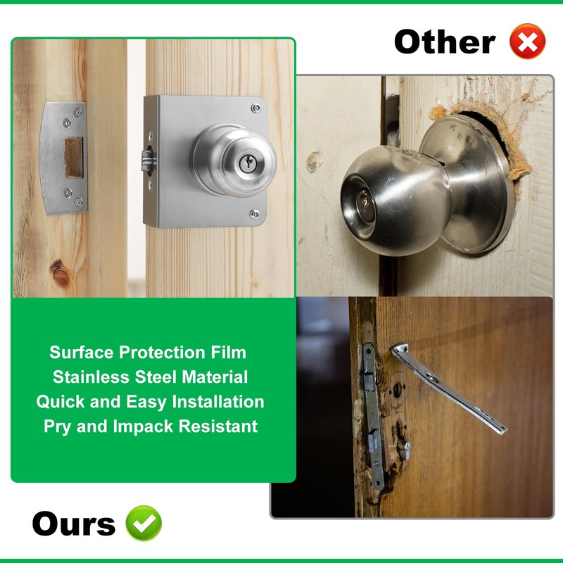 MP9457 Stainless Steel Lock and Door Reinforcement Plate fits 1-3/4"Thick