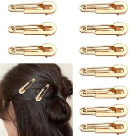 Gold Hair Pin Clips for Women Girls Aesthetic Safety Pin Clips for Hair Barrettes Hair Pins Alligator Clips Y2K Metal Hair Clips Hairpin for Thick Thin Hair10 PCS Punk Styling Hair Accessories
