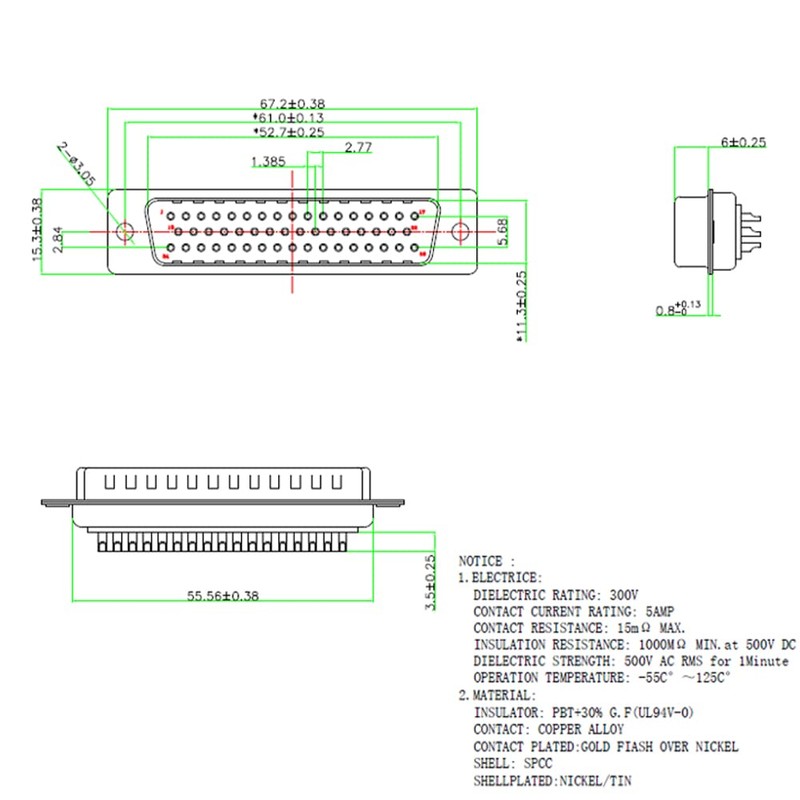 Jienk DB50 Solderless Connector, D-SUB 50-pin Port Terminal Adapter HDB50