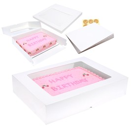 Huoshange Huoshange 6 Pack 19x14x4 Inch Auto-Popup Large Rectangle Cake Boxes with Thick Cake Boards, Half Sheet Bakery Boxes for Pastry Baking,Cupcake,Muffins & Pie