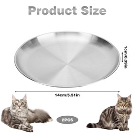 Pack of 2 Flat Cat Bowls, Cat Feeding Bowl, Raised Cat Feeding Bowl, Drinking Bowl, Cat Bowl Set for Cat Bowls, Cat Bowls, Feeding Station Cat Bowl, Cat Feeding Bowl (2 Silver)
