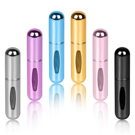 6Pzs Mini Atomizador Perfume Recargable de 5ml con Tecnología Antifugas, Perfumeros de Bolsillo Rellenables, Dispensador Portátil Autobombeo para Viaje, Fácil de llenar, Multicolor
