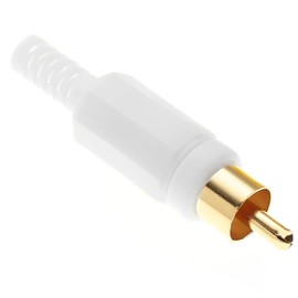 Keple Phono Plug With Gold Plated Pins And White Plastic Housing, Pack Of 10 - Male Plug Terminal Audio Video Connector Speaker Wire Adapter With Solid Construction