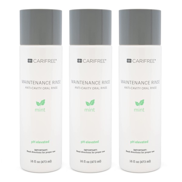 CariFree Maintenance Rinse (Mint): Fluoride Mouthwash | Dentist Recommended Anti-Cavity Oral Care | Neutralizes pH | Freshen Breath | Cavity Prevention (Pack of 3)