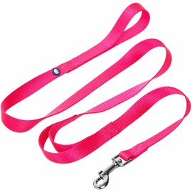 Blueberry Pet Essentials Double Handle Dog Leash for Traffic Control | 5ft. x 3/8" X-Small Dog Leash | Classic Dog Leash with Two Handles for Dogs That Pull | Nylon 2 Handle Dog Leash in French Pink