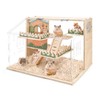 Large Acrylic Hamster Cage, Wooden Dwarf Hamster Habitat, Spacious Dwarf