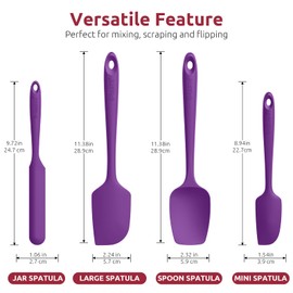 U-Taste Silicone Spatula Set with 600 Degrees Fahrenheit Heat Resistant (Purple)