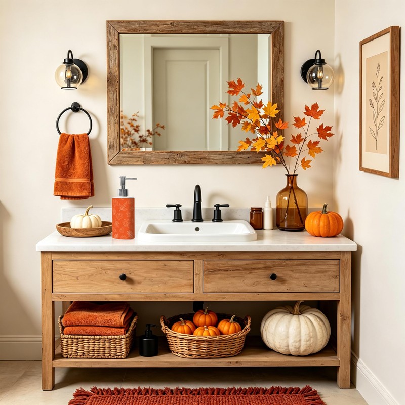 Fall Soap Dispenser with Pump Pumpkin Maple Leaf Bathroom Decor