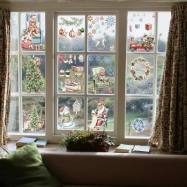 Lambock 87 PCS Christmas Window Clings for Glass Windows Double Sided - 9 Sheets