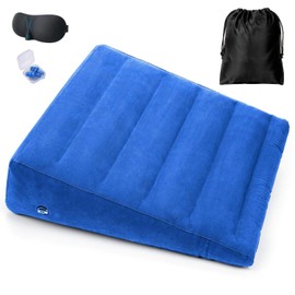 MIDAGAS Inflatable Wedge Pillow, Portable Travel Wedge Pillow for Sleeping, Traveling, Reading, Triangle Bed Wedge Pillow, Back, Knee, Leg Support for Side/Stomach Sleepers Acid Reflux, Anti Snoring