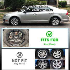 OPKOURE 17" Hubcaps Wheel Covers for 2010-2012 Ford Fusion, ABS Hubcap Replacement for 10-12 Fusion Set of 4, 17 inch Sliver