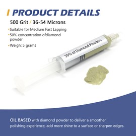 SCOTTCHEN Diamond Polishing Paste,500 Grit 36-54 Microns Lapping Compound with 50% Concentration of Diamond Powders for Jewelry, Metal, Ring, Glass, Coin,etc.-5 Gram