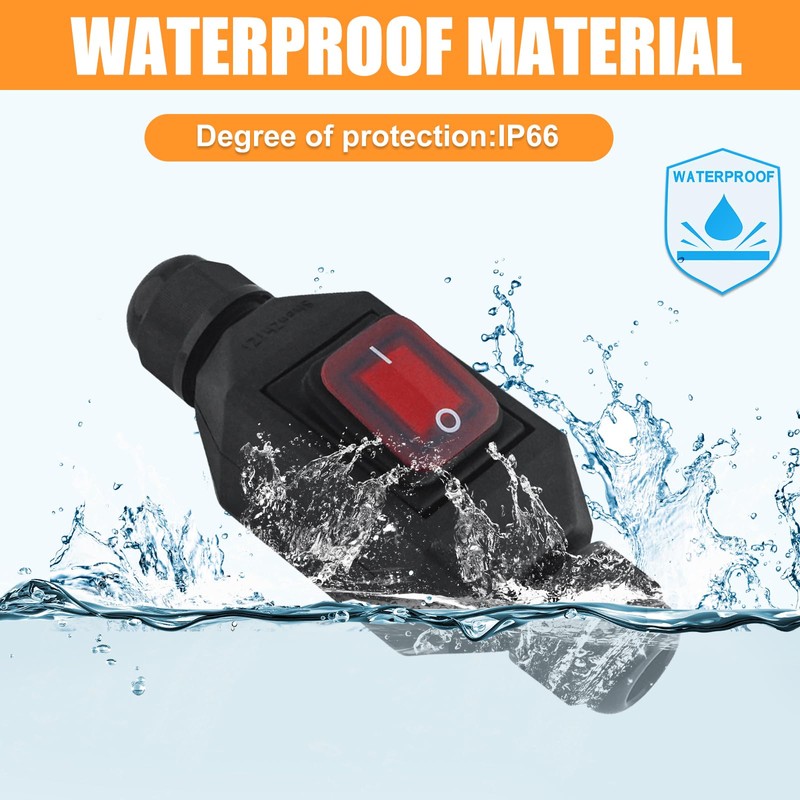 IP66 Waterproof Inline Switch, AC220V 30A Machine Switch Cable Switch