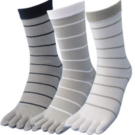 (MB942) Military Foot Socks, Gentleman's, Cotton Borders, Five Toe Casual Work Socks, 3 Color Set, Stretch Material, Men's Socks, 9.6 - 10.6 inches (24.5 - 27 cm), gray
