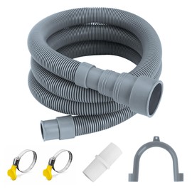 Washing Machine Hose Extension, 1 M/1.5 M/2 M/3 M/4 M/5 M Drain Hose, Washing Machine, Waste Water Hose, Caravan, Includes Hose Connector and Hose Clamps for Washing Machine, Dishwasher (4M)