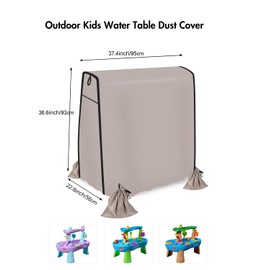 Outdoor Kids Water Table Dust Cover With 3 Sandbag,Windproof,Anti-UV,Waterproof,Fit for Step2 Rain Showers Splash Pond Water Table/Tropical Rainforest/Rain Showers & Unicorns Kids Water Tables (khaki)