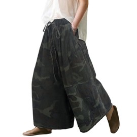 UQJE Women's Wide Leg Baggy Jeans Plus Size Loose Elastic Waist Denim Pants with Deep Pockets Light Blue