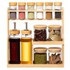 Basicwise 3-Tier Bamboo Spice Rack with 6 Spice Shaker Bottles,