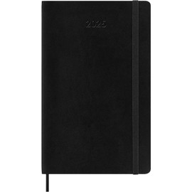 Moleskine Weekly Planner, Weekly Agenda with Space for Notes 12 Months 2025, Soft Cover and Elastic Closure, Black Color, Large Format 13x21 cm