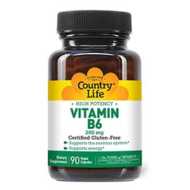 Country Life Vitamin B6-90 Vegan Capsules - Supports The Nervous System - Supports Energy