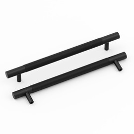 LONTAN 2 Pack Black Handles 160mm Hole Centers Black Kitchen Door Handles Black Handles Black Cabinet Handles Black Drawer Handles Knurled Cabinet Handles