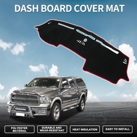 TUCKBOLD Dash Cover for Dodge for Ram 1500 Non-Slip | Center Console Dash Cover Mat Black Red 1 Pcs