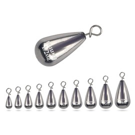 MUUNN Tungsten Fastach Teardrop Weight, Tungsten Drop Shot Weights, Fastach Fishing Sinkers Kit for Drop Shot Rig,97% Density Tungsten Fishing Weights-10Pack（Plain,3/16oz