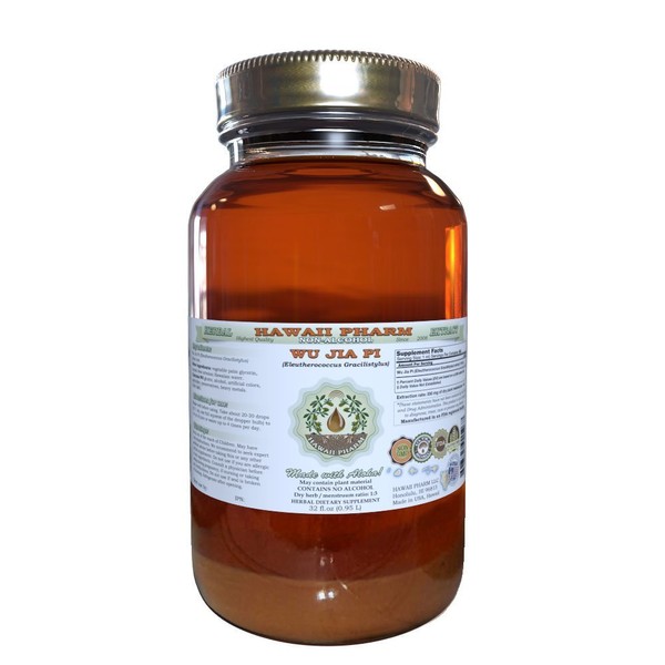 Wu Jia Pi (Eleutherococcus Gracilistylus) Glycerite, Dried Roots Alcohol-Free Liquid Extract, Acanthopanax, Glycerite Herbal Supplement 32 oz Unfiltered