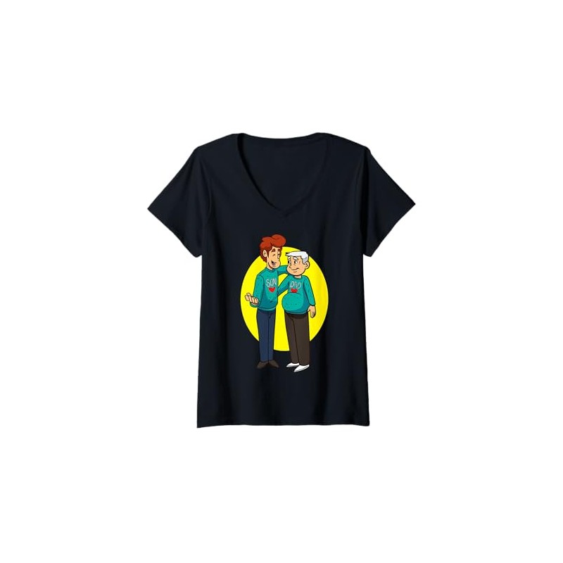 Womens Cartoon Characters In Matching Outfits For Kids V-Neck T-Shirt