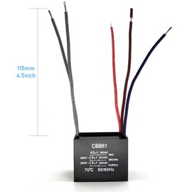 YukiHalu Ceiling Fan Capacitor CBB61 4.5uf + 6uf + 5uf 5 Wire 250V Compatible with New Harbor Breeze Hunter and Others