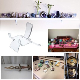 Hipiwe 10 Packs Acrylic Display Easel Stands for Geodes Rock Mineral Agate Fossil Coral, Clear Plastic Display Holder for Small Collectibles, Big