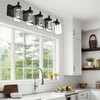 VINLUZ 5-Light LED Bathroom Vanity Light Fixtures, Metal Black Finish