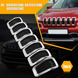 WODHMIEY Front Grille Insert Honeycombs Mesh Cover for Cherokee 2014-2018, 7Pcs Bumper Hood Vent, OE 68303626AA, ABS Material, Easy Installation, Engine from Debris