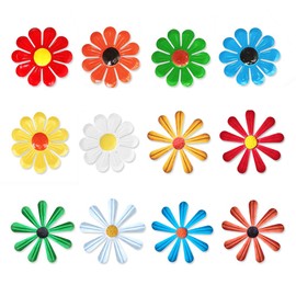 Metal Flowers Garden Decorations Set,12 Pcs Metal Flowers Statues Wall Art Decor,Metal Sunflower Daisy Hanging Ornament For Indoor Living Room Bedroom Outdoor Backyard Porch Patio Fence Decoration