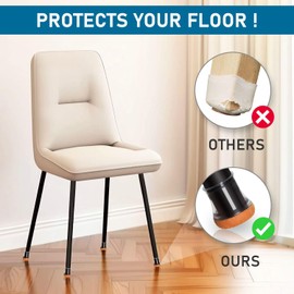 24 Pcs Chair Leg Floor Protectors PISAO, Silicone Table and Chair Leg Protectors Caps Covers for Hardwood Floors, Furniture Pads Sliders with Wrapped Felt Bottom Extra Large 1.5"-2"(38mm-50mm)