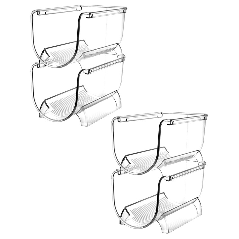QWORK® Stackable Bottle Holder for 4 Bottles, Bottle Rack Transparent,