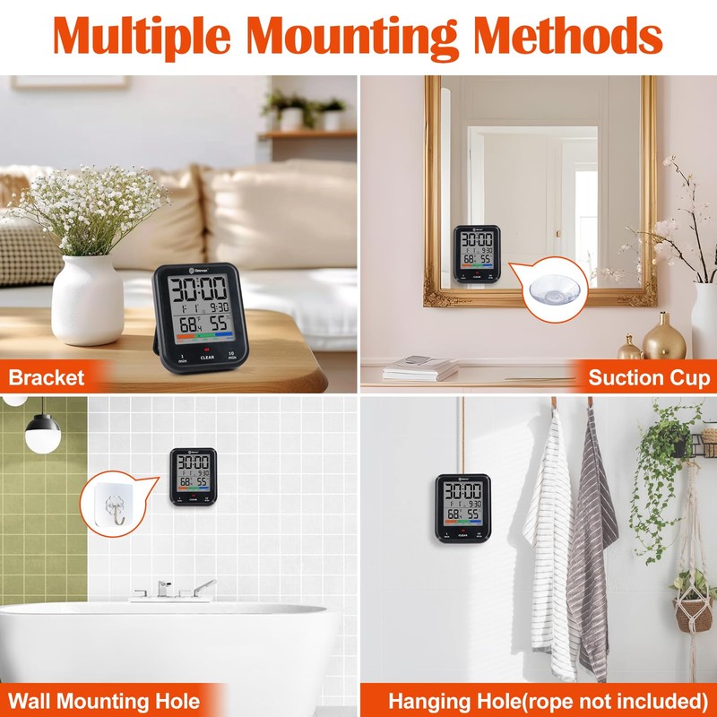Geevon Digital Bathroom Clock, Waterproof Shower Timer with Large Touch