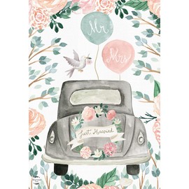 Just Married Floral House Flag Wedding Day Mr. & Mrs. 28" x 40" Briarwood Lane