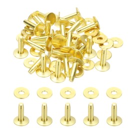PATIKIL 9x3.3x12mm Leather Rivets and Burrs, 100 Sets Leather Rivets and Washers Brass Fastener Metal Studs Posts for Leather Craft, Belts, Wallets, Collars, DIY Crafts