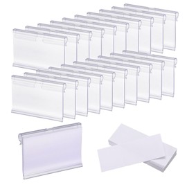 sourcing map 100pcs Basket Labels Clip 2.4 x 1.7 Inch Plastic Removable Storage Bin Labels Tags with Label Papers for Baskets, Storage Closet, Cube Box, Cloth Bins, Food Pantry, Clear