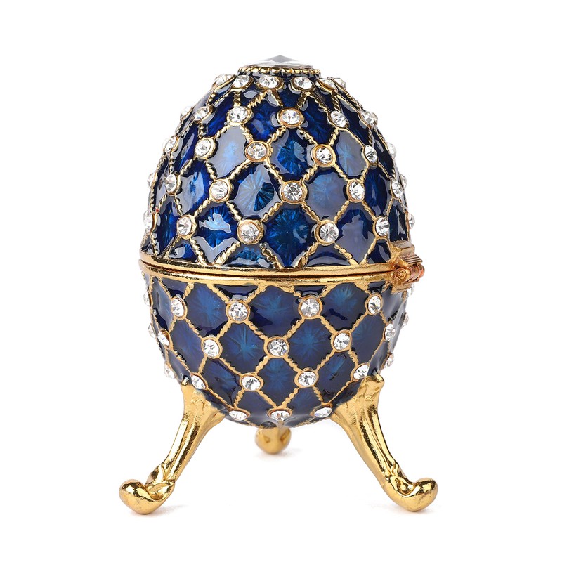 QIFU Vintage Blue Easter Egg Style Trinket Box with Mini