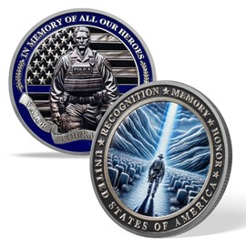 AtSKnSK Saint Michael Police Prayer Coin Patron Saint of Police Officers Police Law Enforcement Challenge Coin (Police Graveyard, 1)