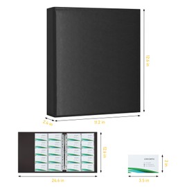BYSTER A4 Business Card Binder, PU Leather Organizer with 30 Pack Sleeves (600 Pockets), Business Card Holder Book for Credit Cards, Membership Cards, and More - Black
